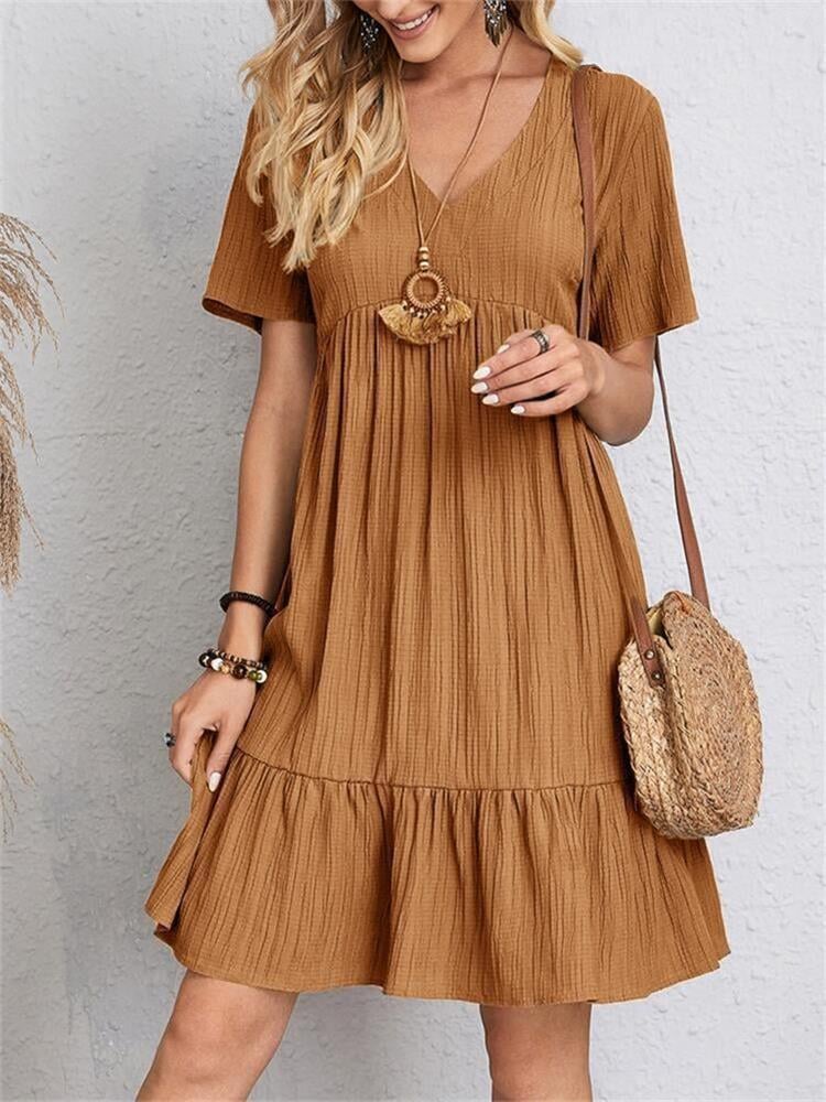 👗💃Vintage női pamut V-nyakú ruha