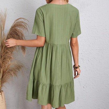 👗💃Vintage női pamut V-nyakú ruha